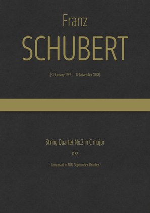 Book cover for Schubert - String Quartet No.2 in C major, D.32