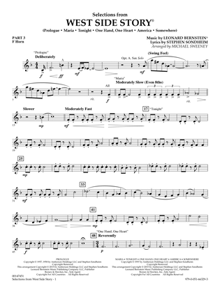 Book cover for West Side Story (Selections for Flex-Band) (arr. Michael Sweeney) - Pt.3 - F Horn