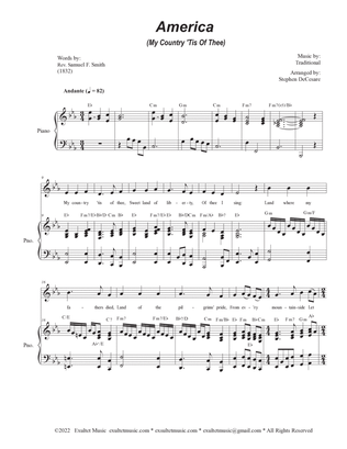 Book cover for America (My Country, 'Tis of Thee) (Unison choir - Medium Key)