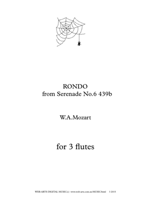 Book cover for RONDO for 3 flutes from Serenade No.6 k439b - MOZART