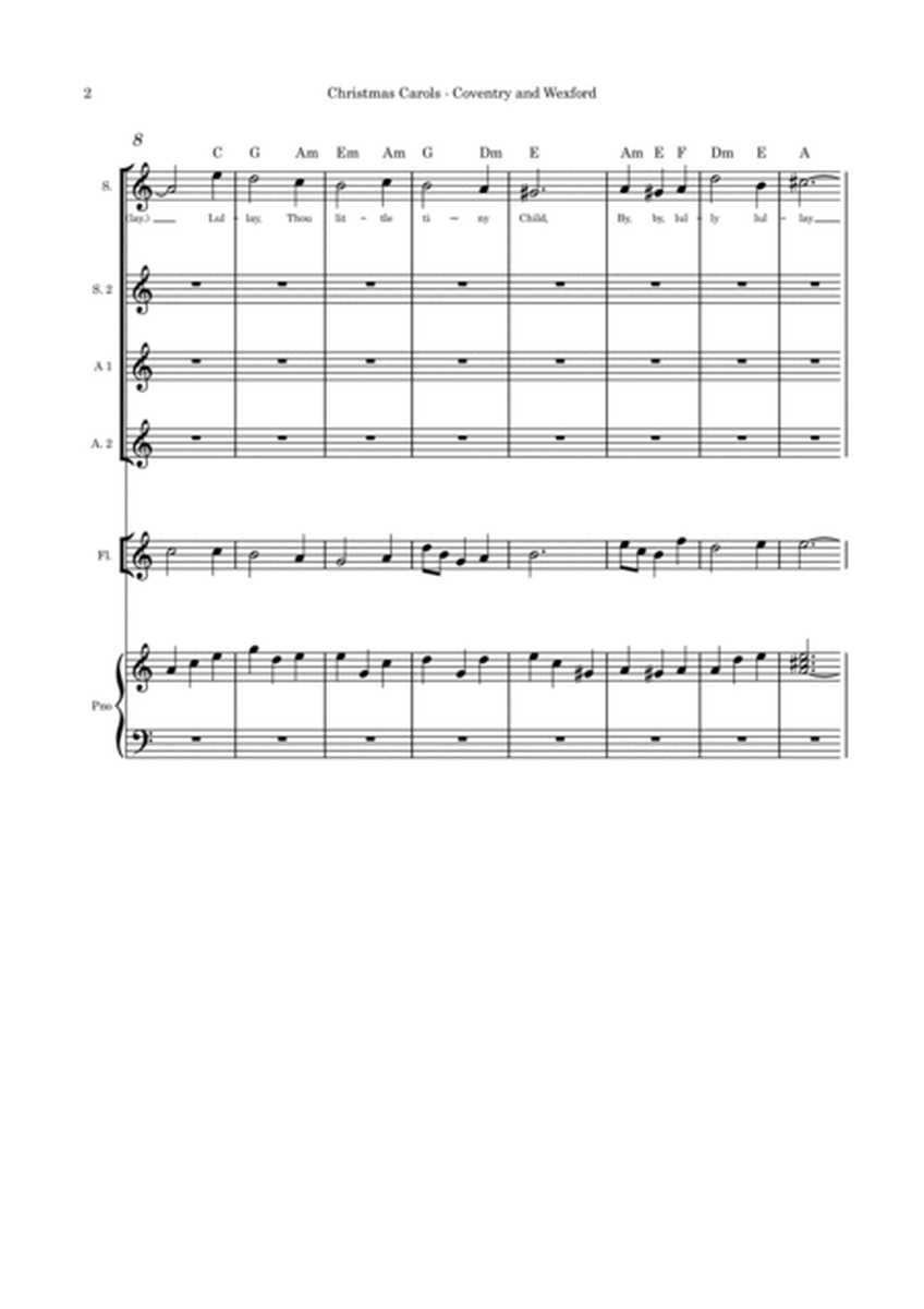 Christmas Carols (Coventry and Wexford) SSAA Flute or Cello or Violin and piano image number null