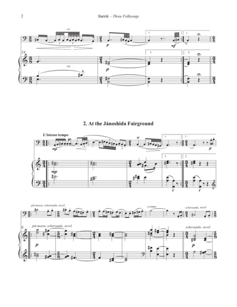 Three Folksongs for Tuba or Bass Trombone and Piano