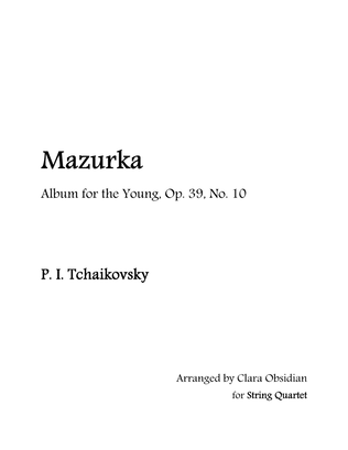 Book cover for Album for the Young, op 39, No. 10: Mazurka for String Quartet