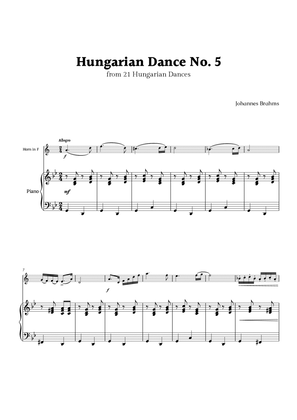Hungarian Dance No. 5 by Brahms for Horn in F and Piano