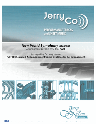 Book cover for New World Symphony - Dvorak (Arrangements Level 2-4 for FLUTE + Written Acc)