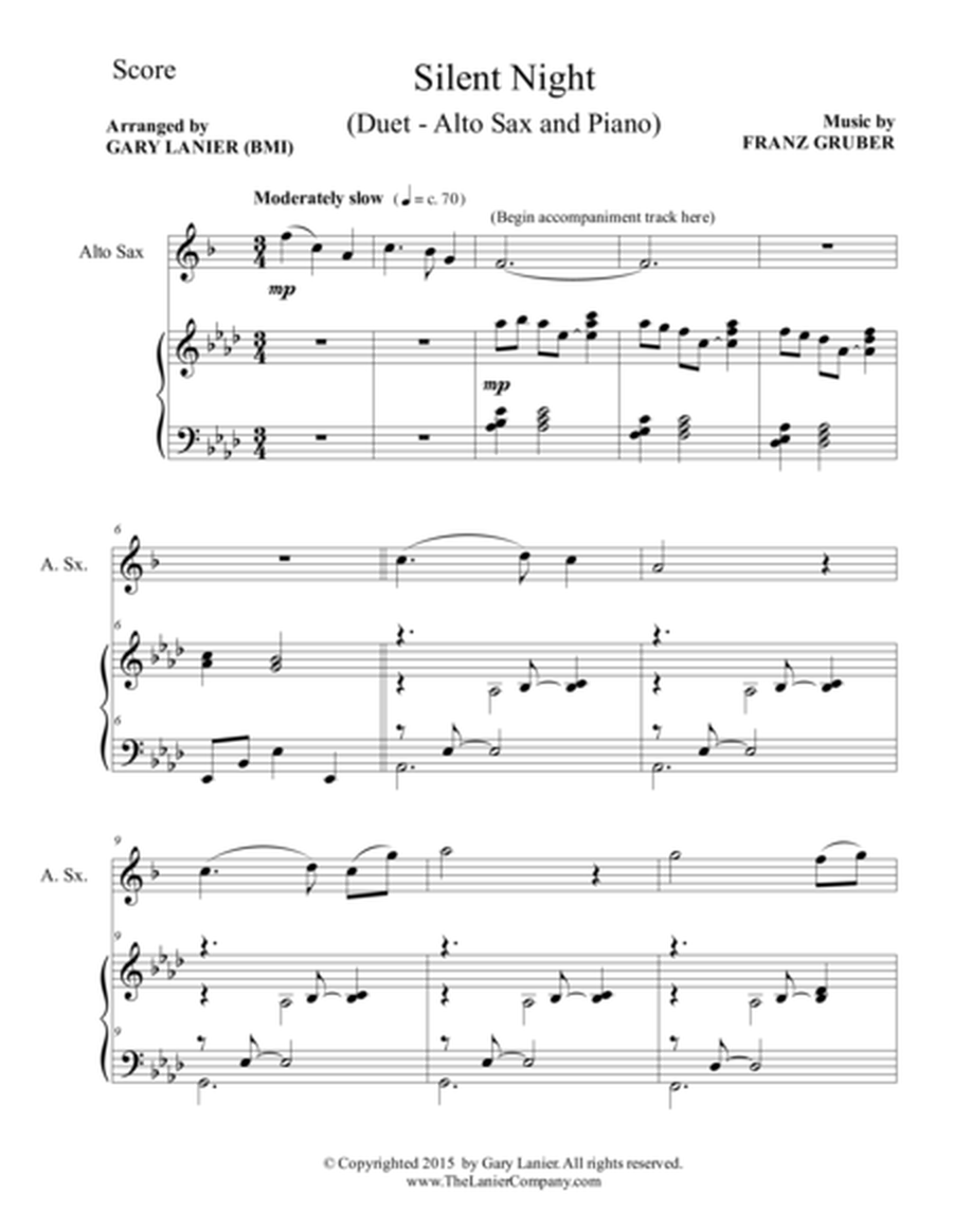 SILENT NIGHT (Duet – Alto Sax and Piano/Score and Parts) image number null