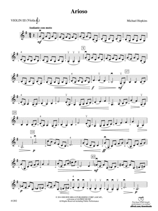 Arioso: 3rd Violin (Viola [TC])