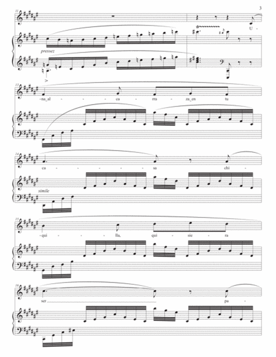 OBRADORS: Del cabello más sutil (transposed to F-sharp major, F major, and E major)