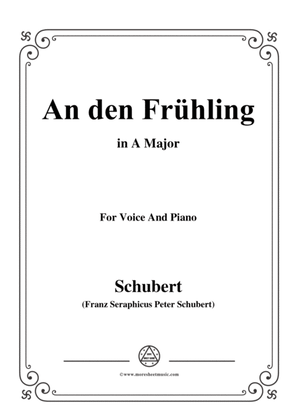Book cover for Schubert-An den Frühling,in A Major,for Voice&Piano