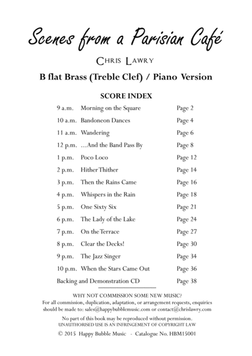 Scenes from a Parisian Cafe - Bb Brass (Treble Clef) & Piano - Complete Score of 14 Short Concert Pi image number null