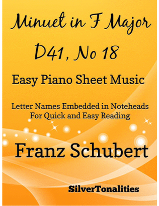 Book cover for Minuet in F Major D41 Number 18 Easy Piano Sheet Music