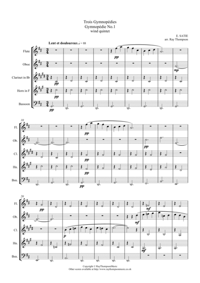 Satie: Trois Gymnopédies Nos.1,2 & 3 - wind quintet image number null