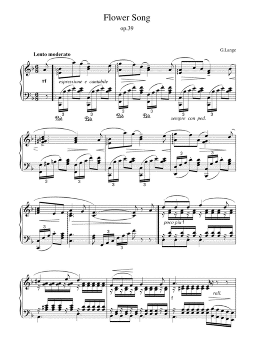 Lange-Blumenlied/ Flower Song Op.39( Original Piano Solo) image number null