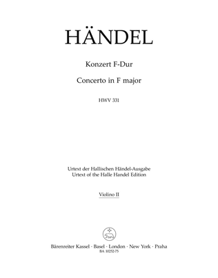 Book cover for Concerto in F major, HWV 331