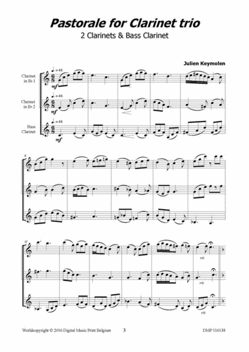 Pastorale For Clarinet Trio