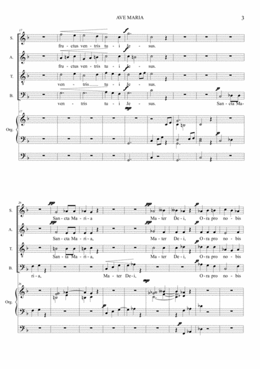 AVE MARIA - C.Saint Saens - For SATB Choir and Organ - Score Only image number null