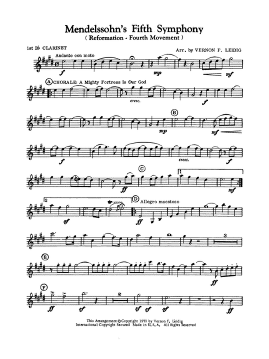 Mendelssohn's 5th Symphony "Reformation," 4th Movement: 1st B-flat Clarinet