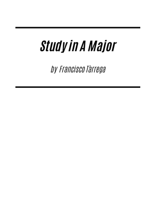 Book cover for Study in A Major (for Solo Guitar)