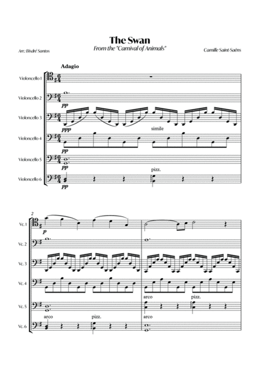 The Swan (C. Saint-Saëns) - Cello ensamble - Score and parts image number null