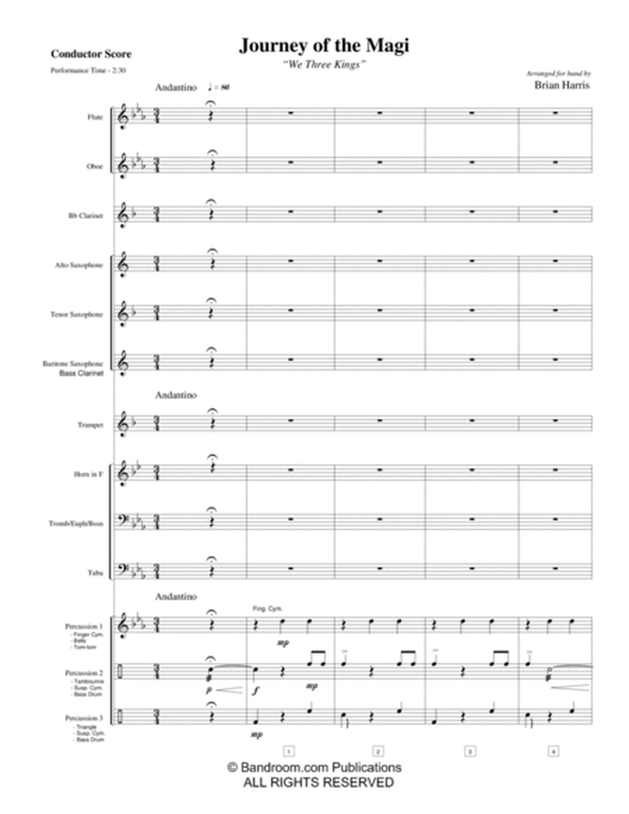 JOURNEY OF THE MAGI ("We Three Kings") - young concert band, easy - score, parts & license to copy) image number null