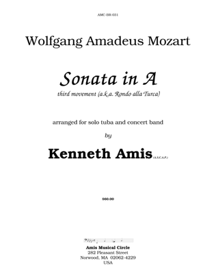 Book cover for Piano Sonata in A (Third Movement --a.k.a. Turkish March) for tuba and concert band