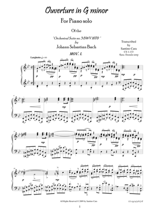 Book cover for J.S.Bach - Suite (Ouverture) in G minor no.5 BWV 1070 for piano - Complete