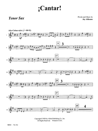 Book cover for Cantar! (Sing!): B-flat Tenor Saxophone