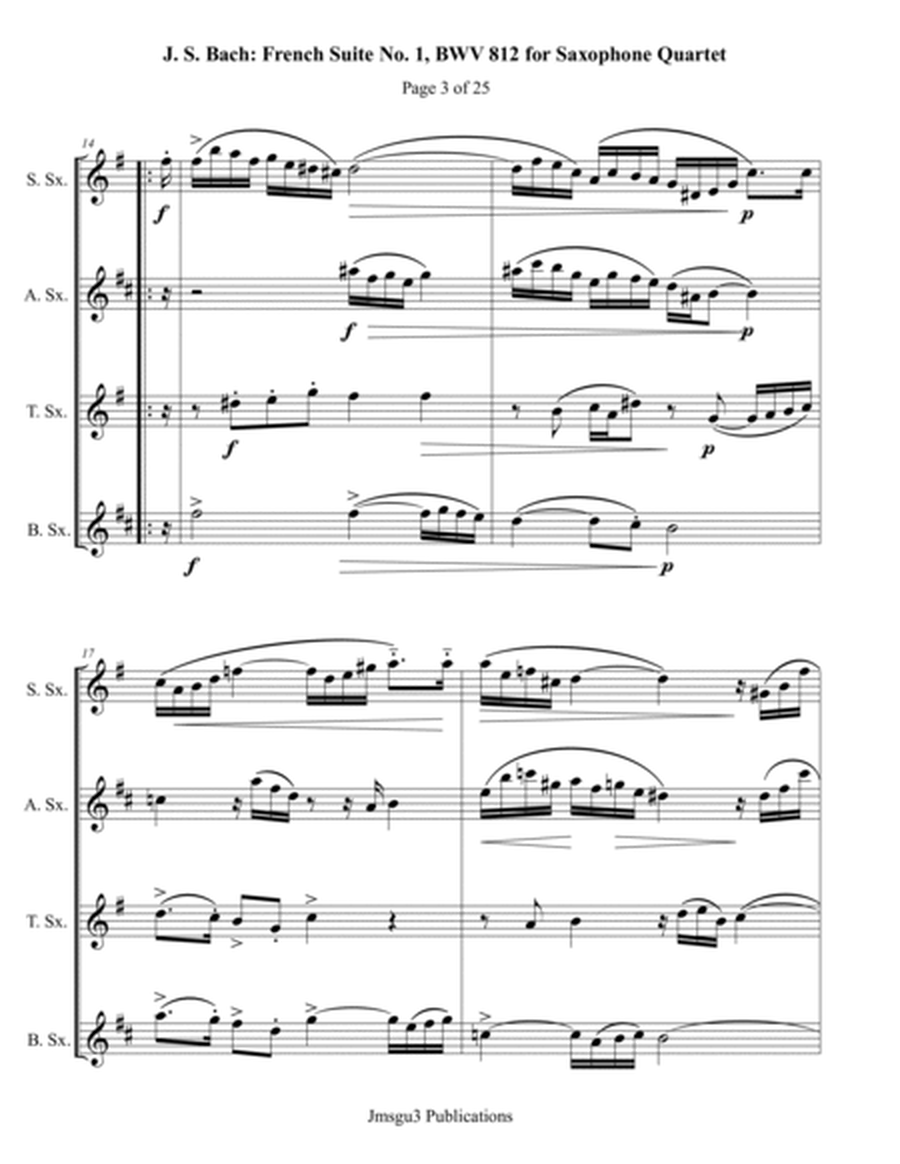 Bach: The Six French Suites Complete for Saxophone Quartet image number null