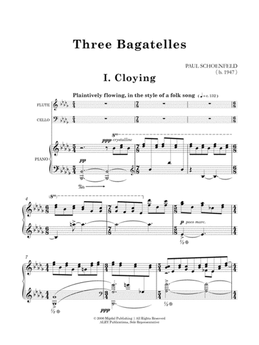 Three Bagatelles for Flute, Cello and Piano (Score Only)