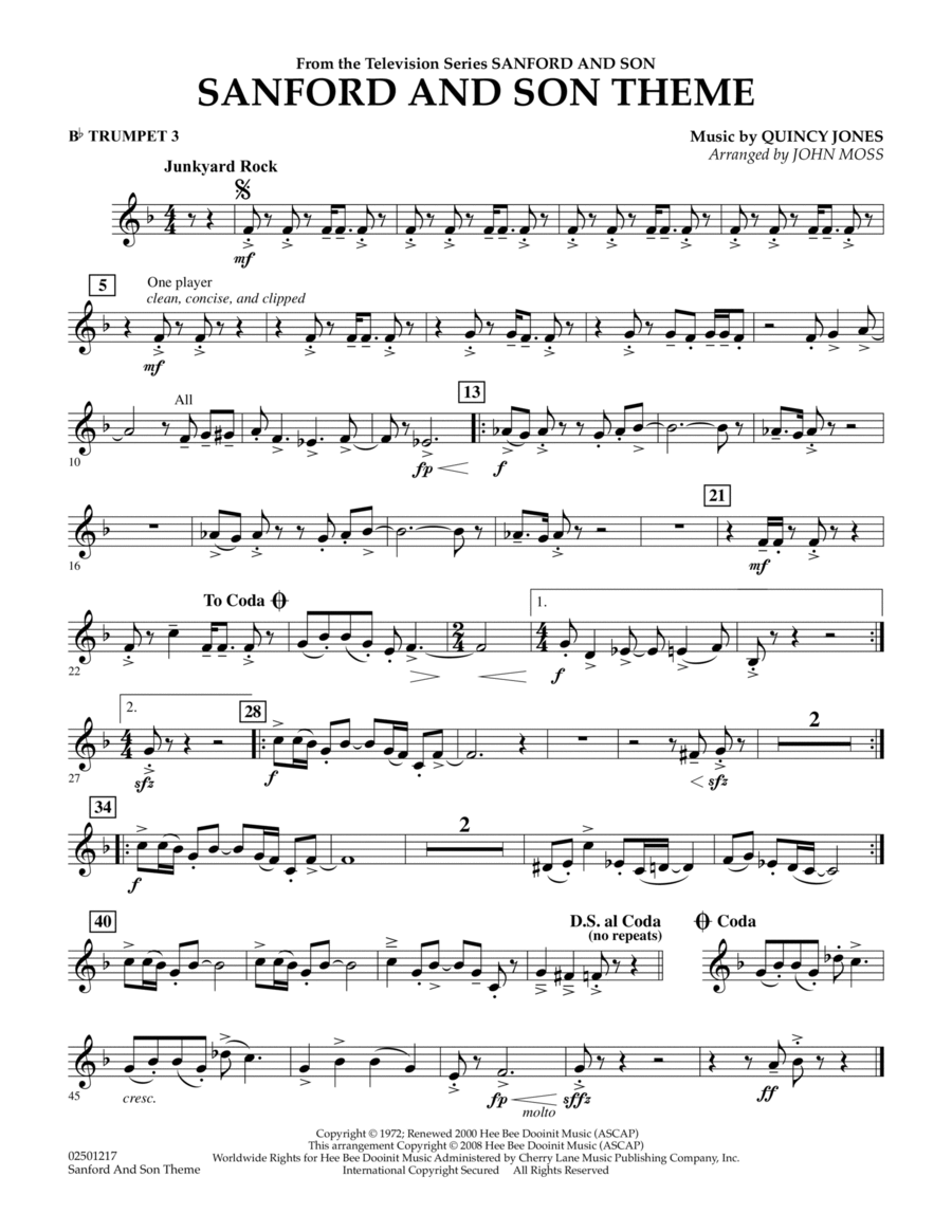 Sanford And Son Theme - Bb Trumpet 3