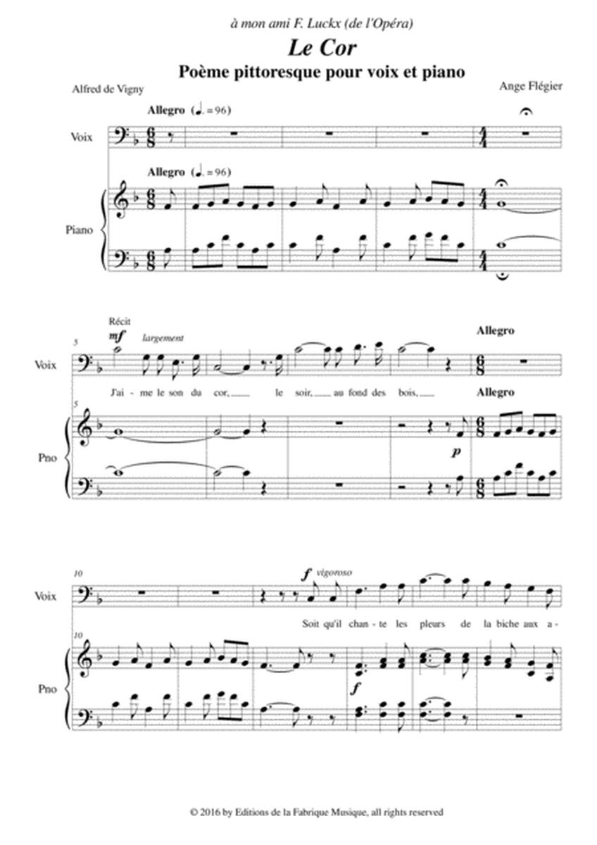 Ange Flégier: Le Cor for baritone voice and piano