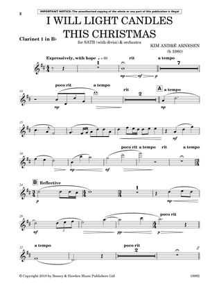 Book cover for I Will Light Candles This Christmas (Full Orchestration) - Bb Clarinet 1