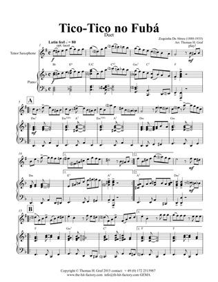 Book cover for Tico-Tico no Fubá - Choro - Key: D-minor - Piano and Tenor Saxophone