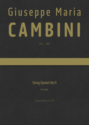 Book cover for Cambini - String Quintet No.11 in D major