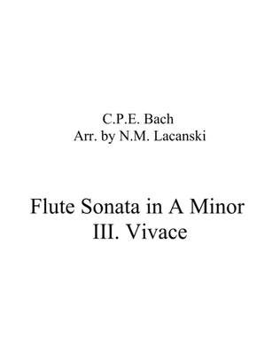 Book cover for Sonata in A Minor for Flute and String Quartet III. Vivace