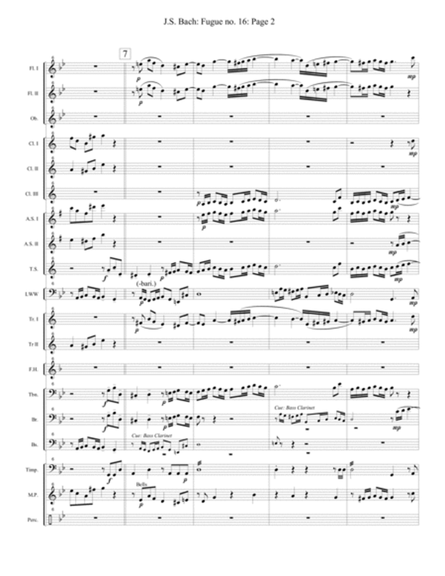 Fugue no. 16 - Well Tempered Clavier, Book I - Extra Score