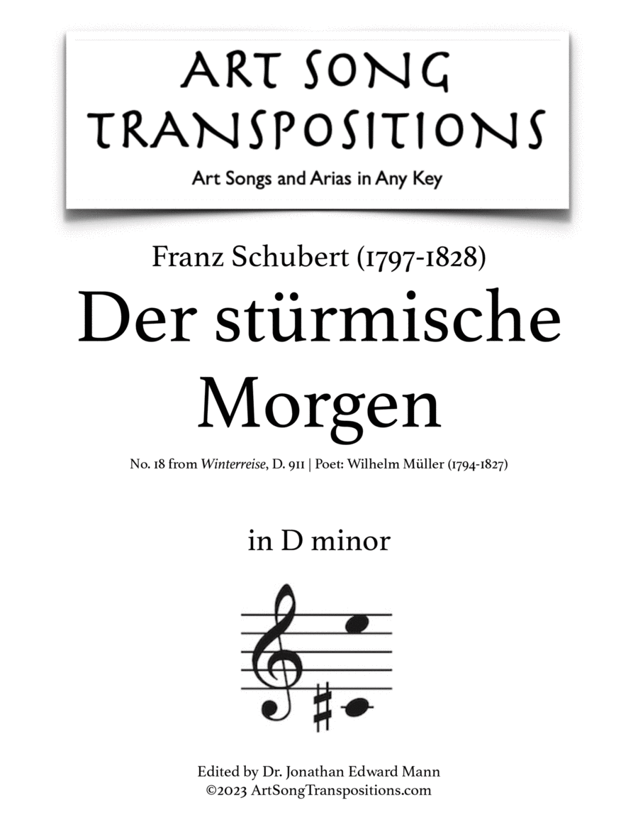 SCHUBERT: Der stürmische Morgen, D. 911 no. 18 (transposed to D minor)