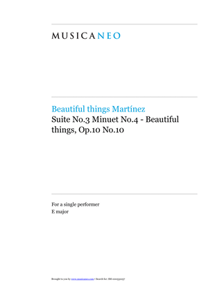 Book cover for Suite No.3 Minuet No.4-Beautiful things Op.10 No.10