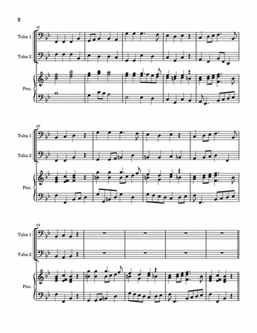 Hark, The Herald Angels Sing - two Tubas with Piano accompaniment image number null