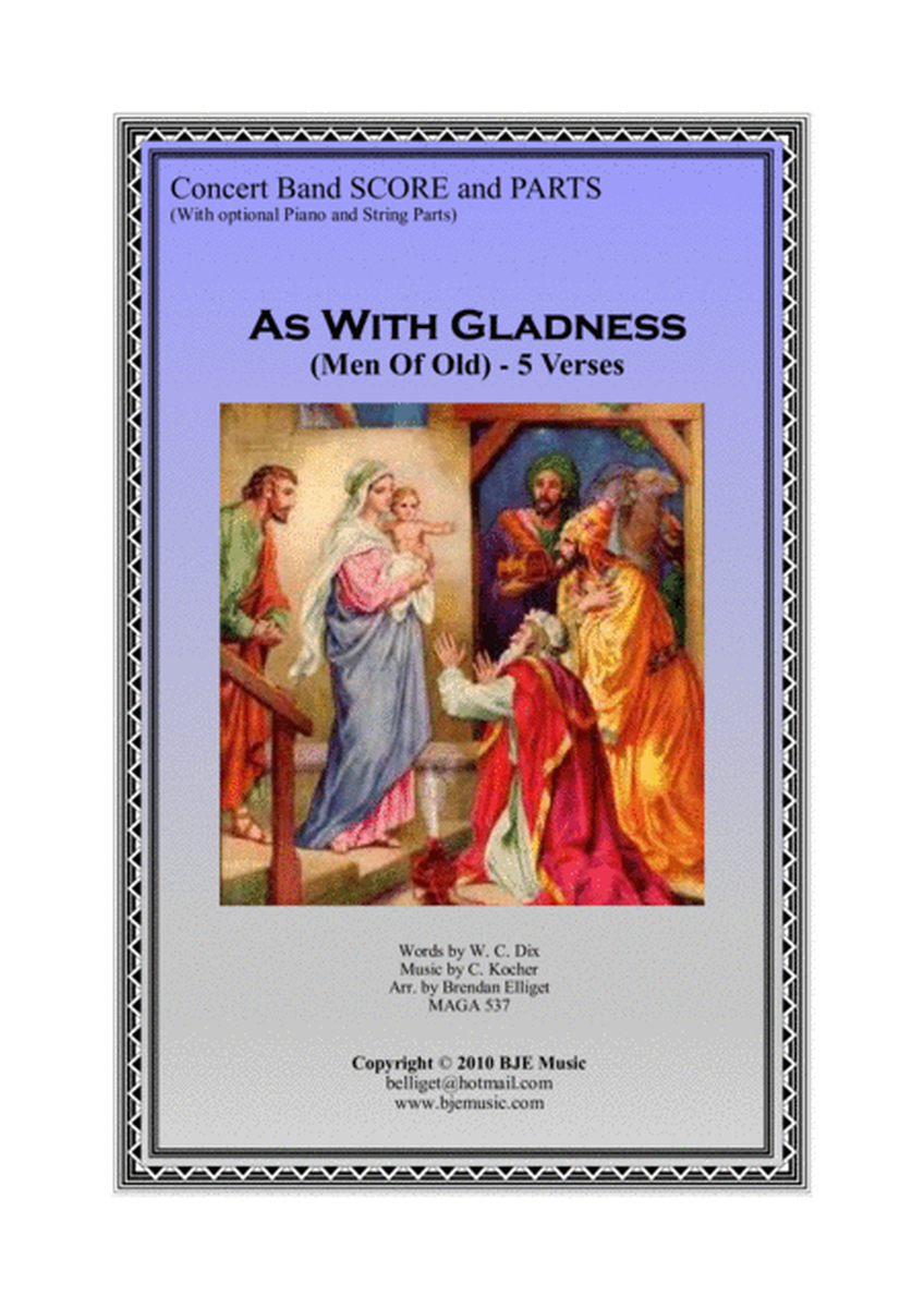 As With Gladness (Men of Old) - Concert Band with Optional Strings Score and Parts PDF image number null