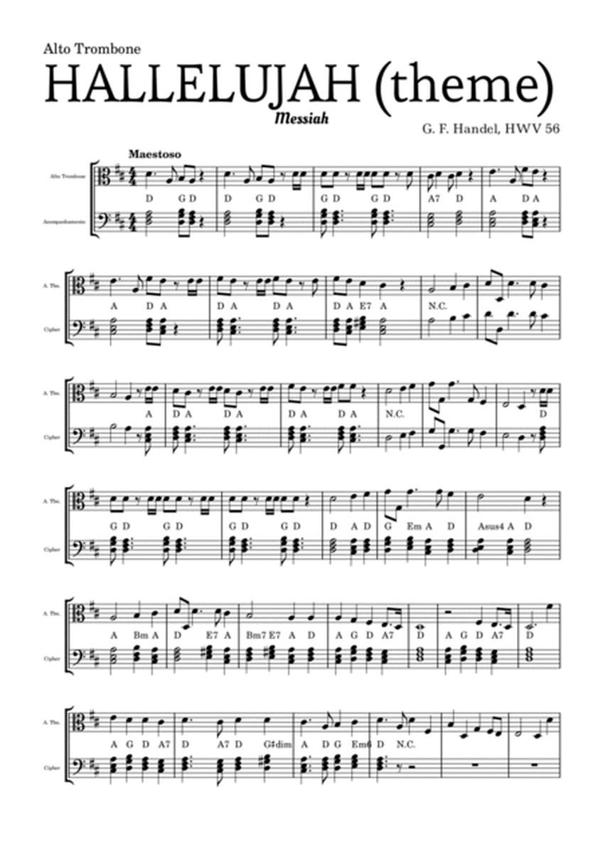 Aleluia (HALLELUJAH), of the Messiah - for Alto Trombone and accompaniment image number null