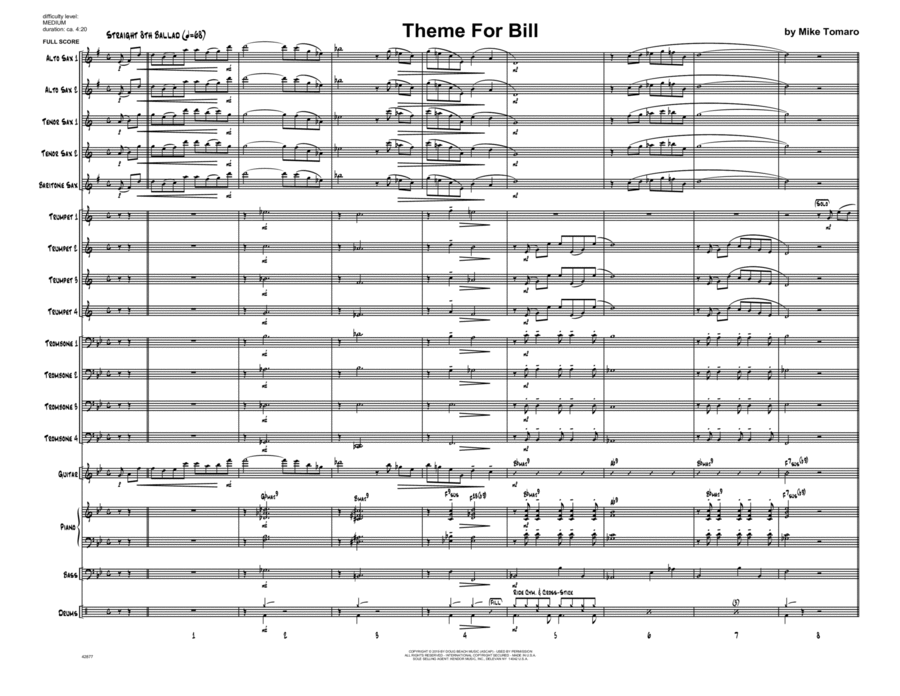 Theme For Bill - Full Score