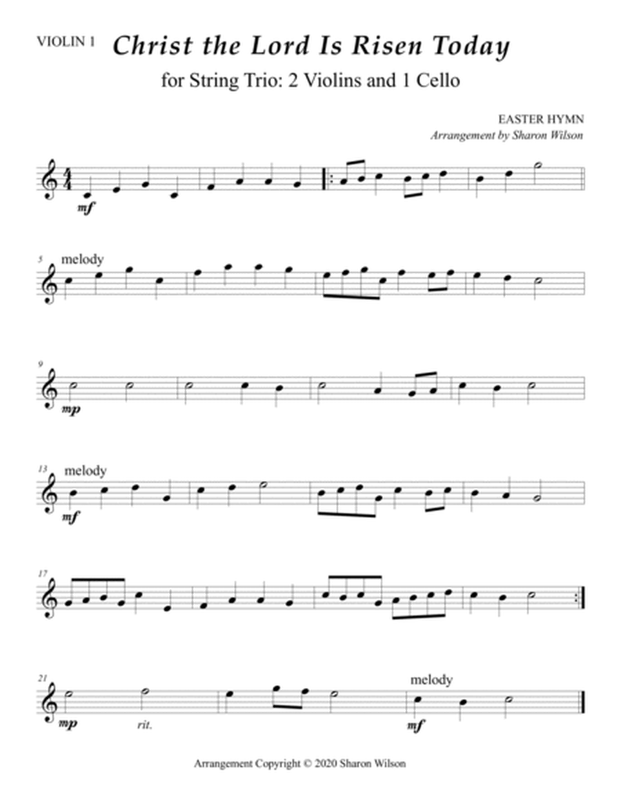 Easy String Trios: Easter Hymns (A Collection of 10 Easy Trios for 2 Violins and 1 Cello) image number null