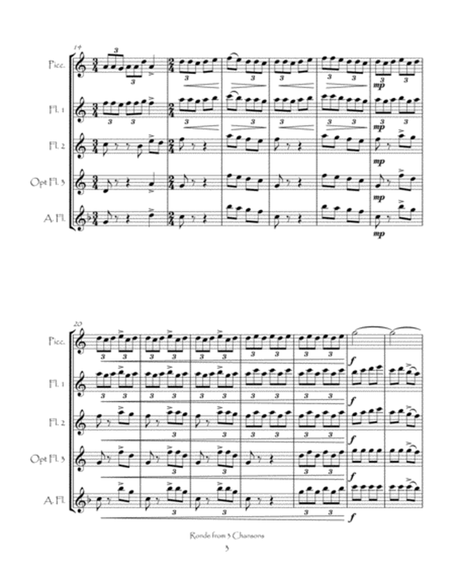 Ronde from 3 Chansons for Flute Quartet (P, 2C, A or P, 3C) image number null