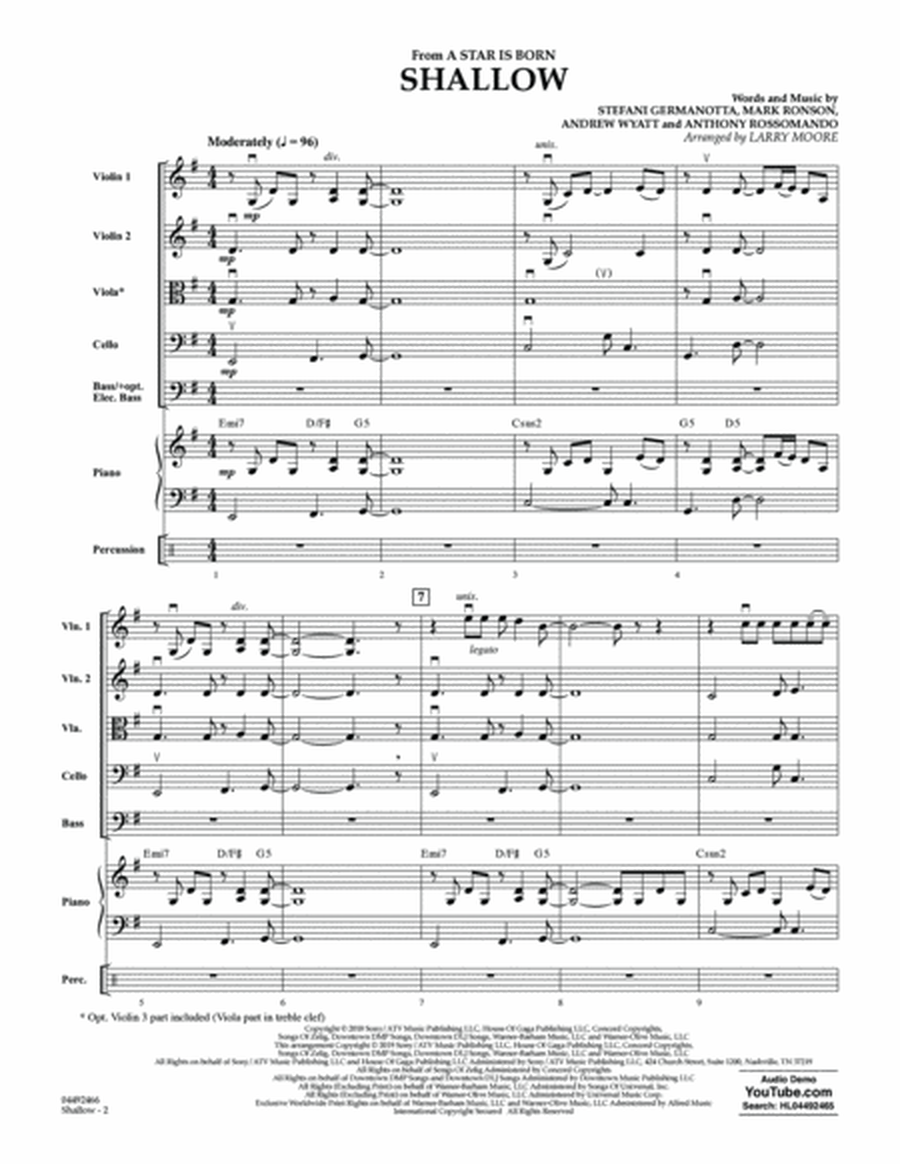 Shallow (from A Star Is Born) (arr. Larry Moore) - Conductor Score (Full Score)