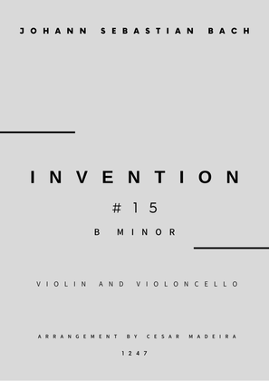 Book cover for Invention No.15 in B Minor - Violin and Cello (Full Score and Parts)