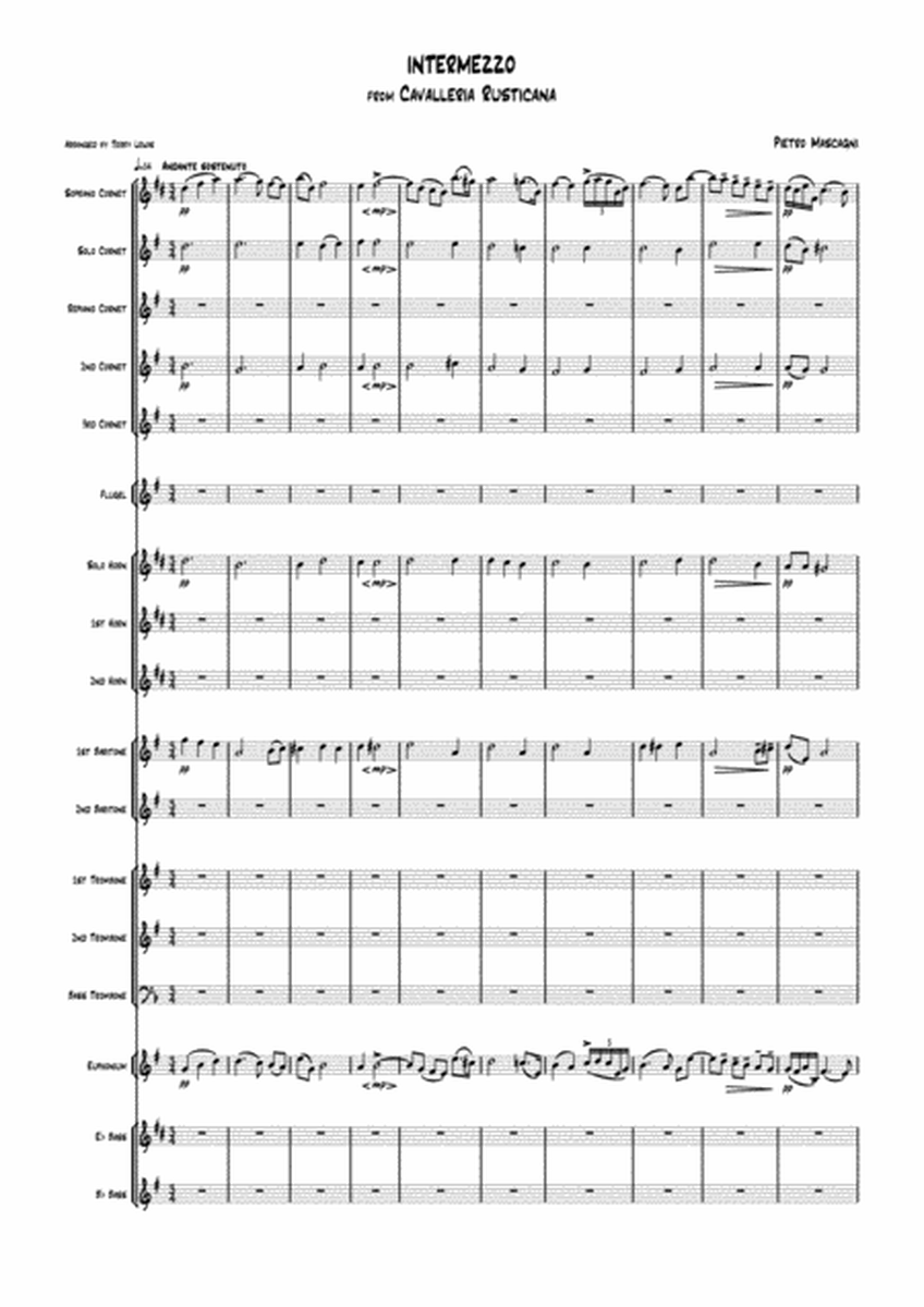 the Intermezzo from Cavalleria Rusticana . Arranged for Brass Band image number null