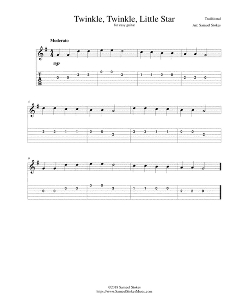 Twinkle, Twinkle, Little Star - for easy guitar with TAB image number null