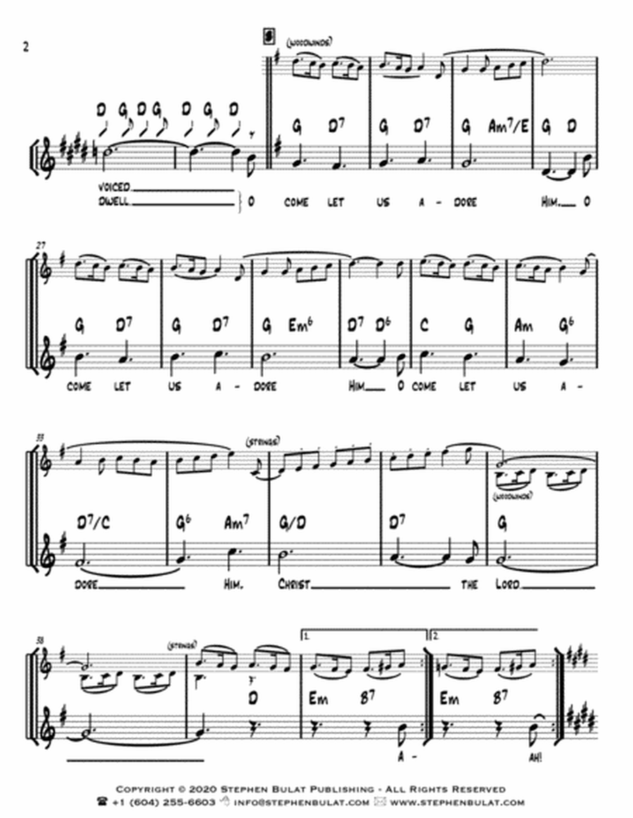Gesù Bambino (The Infant Jesus) - Lead sheet arranged in traditional and jazz style (key of E)