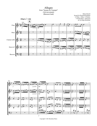 Book cover for Allegro (from "Sonata for Trumpet") (Bb) (Woodwind Quintet - 1 Flute, 1 Oboe, 1 Clar, 1 Hrn, 1 Basso
